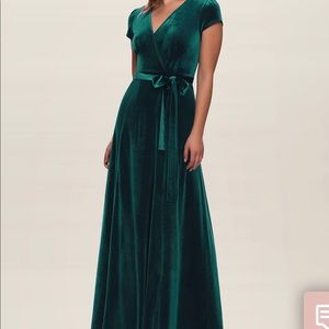 Blush Mark Dreaming Of You Dark Green Velvet Maxi Dress